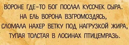 Кусочек бога. Птицемразь. Вороне Бог послал кусочек сыра. Тупая жирная в лосинах птицемразь. Анекдот Бог послал кусочек.