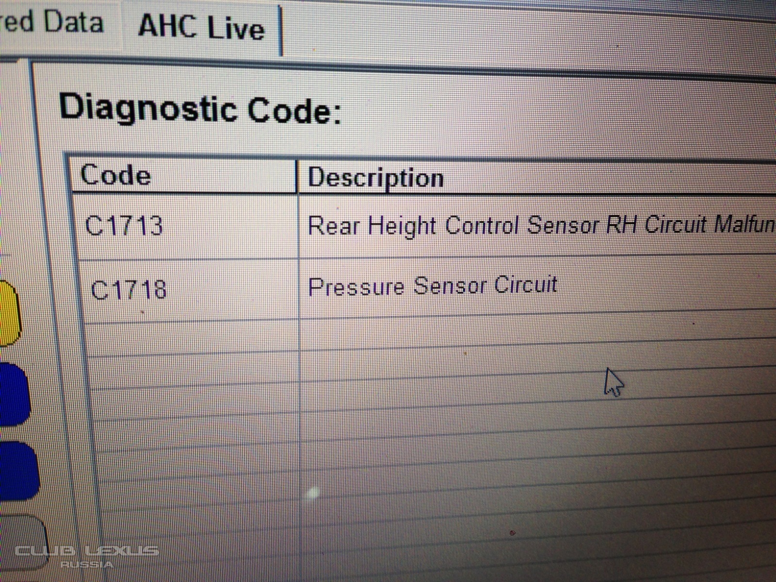 c1718 ошибка ahc lexus lx 570