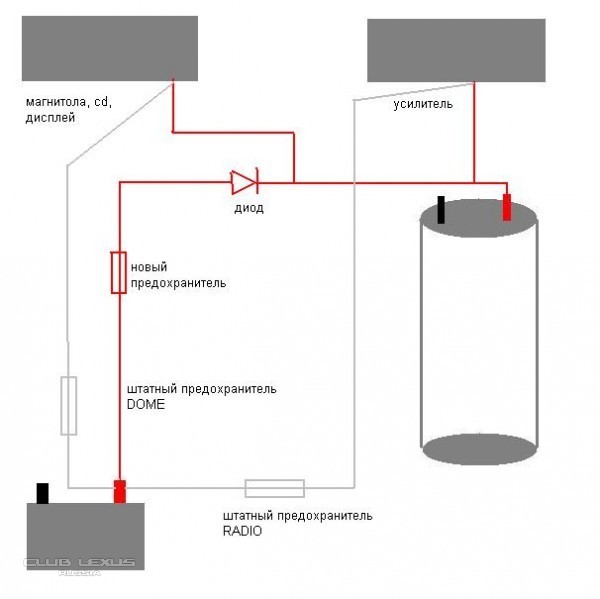 Схема подключения накопителя для сабвуфера в машину